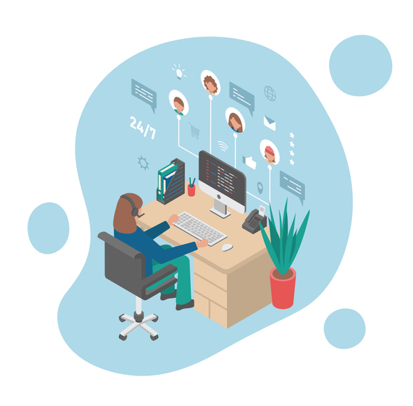 Image shows a person sitting at their desk managing a busy recruitment process