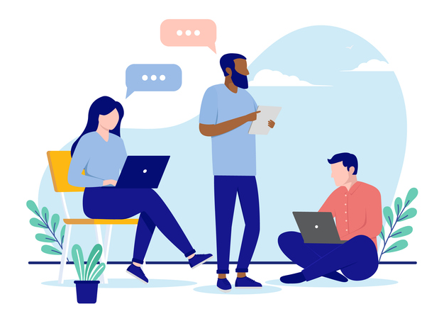 Image shows happy customers sharing their experiences